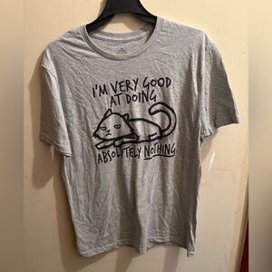 Gray Graphic Cat T-Shirt